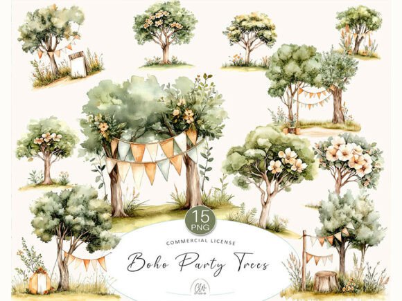 Download Boho Party Tree Cliparts PNG - Premium Resources