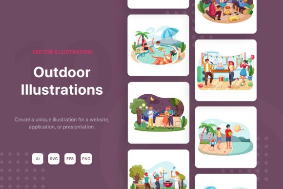 Download M98_Outdoor Party Scene Illustrations - Premium Resources