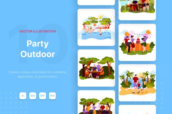 Download M101_Outdoor Party Illustrations - Premium Resources