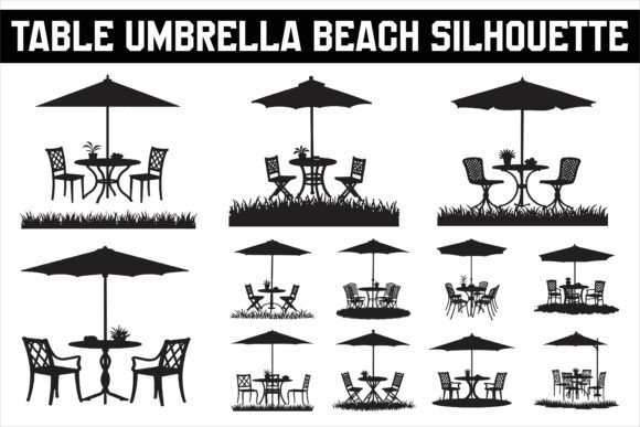 Download Table Umbrella Beach Silhouette Vector - Premium Resources