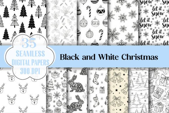 Download Black and White Christmas Patterns Set - Black and white christmas patterns Collection