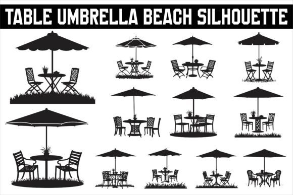Download Table Umbrella Beach Silhouette Vector - Premium Resources